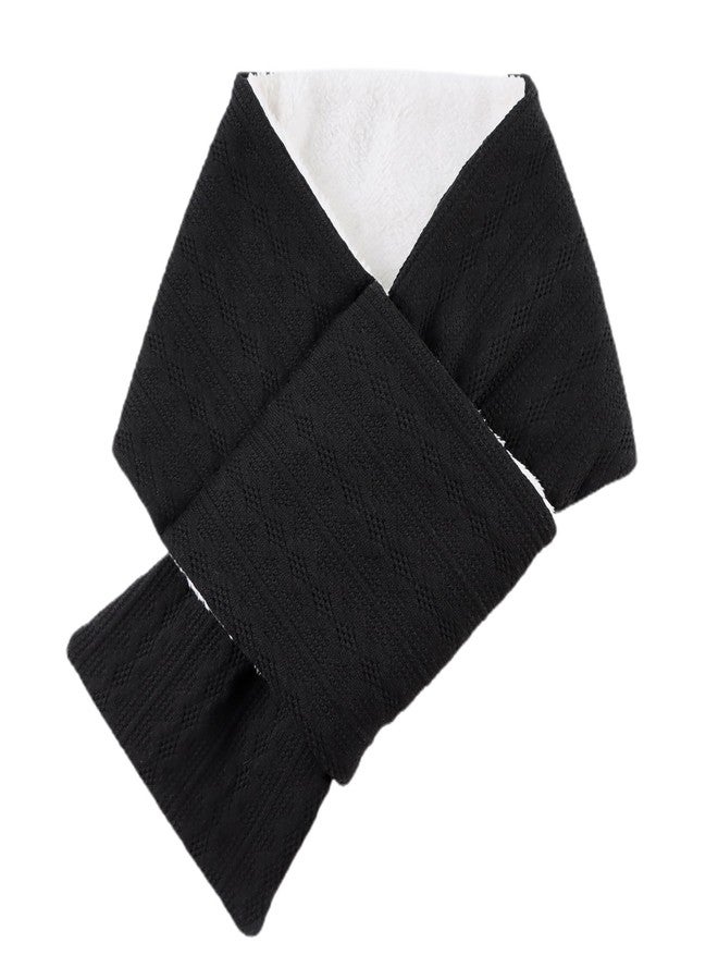 OMUKY Unisex Winter Knit Warm Scarves Thick Fleece Scarf Cold Weather Soft Neck Warmer for Women Men(Adult Black) - Image 2